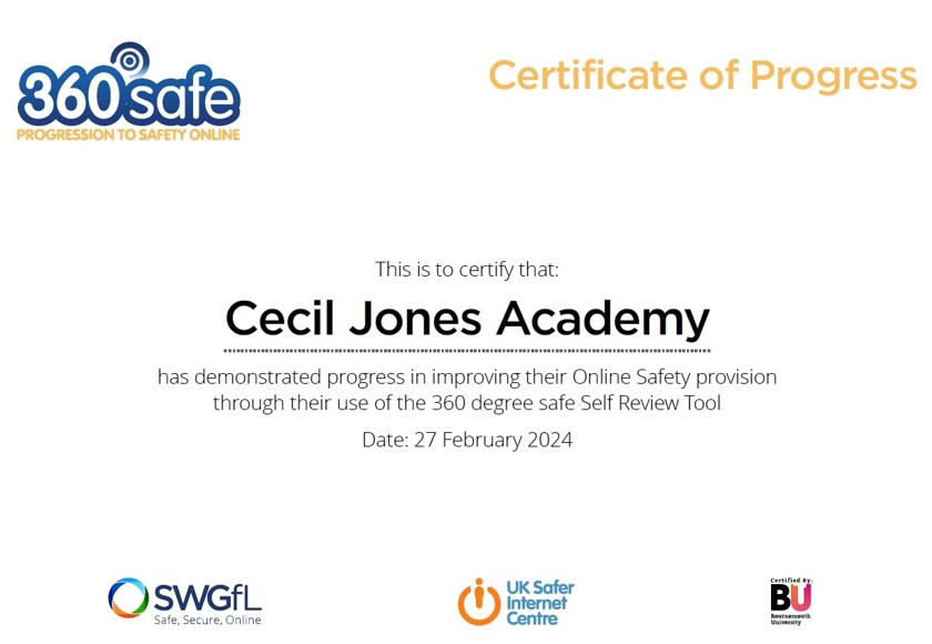 Certificate of Progress Cecil Jones Feb 2024